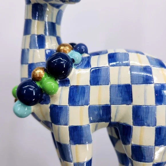 Mackenzie-Childs Royal Check Deary Deer on Ornament - Gold Antlers Holiday 16" - Picture 6 of 16